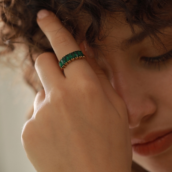 Jewelry - Chic Stainless Steel Color CZ Ring